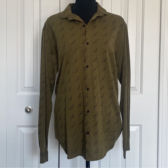Balenciaga XL Green And Black Logo Button Up Collared Long Sleeve Shirt - Picture 9 of 14